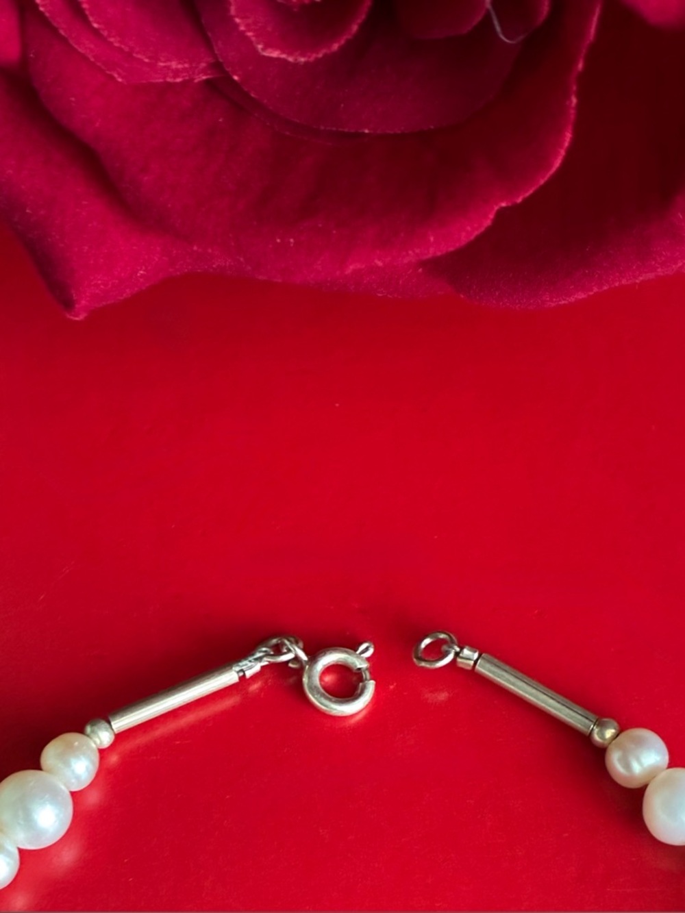 925 Silver Bracelet,Cultured White Pearl & Silver-Tone Tube Bracelet - Picture 5 of 5